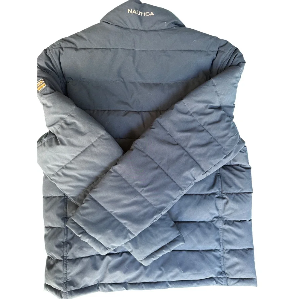 Nautica Mens Navy Blue Puffer Jacket Water Resistant Wind Resistant Size Large - Picture 4 of 9